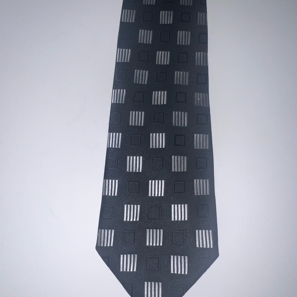Black and Gray Patterned Men's Tie